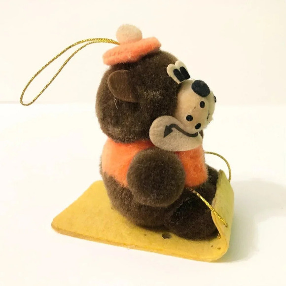 Vintage A&W Root Beer Advertising Bear On Sled Christmas Tree  Ornament Flaws - Picture 9 of 16